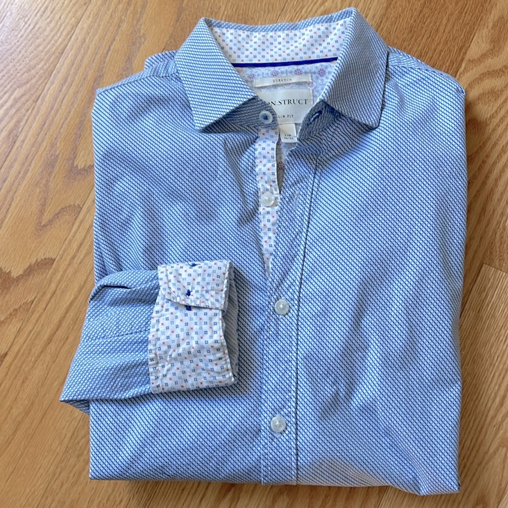 ☀️3/$15 Con.Struct Slim Fit Flip Cuff Shirt 15 1/2 34/35